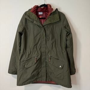 Columbia Women's Carson Pass Interchange Jacket Coat Cargo 3 in 1 Green Red XL